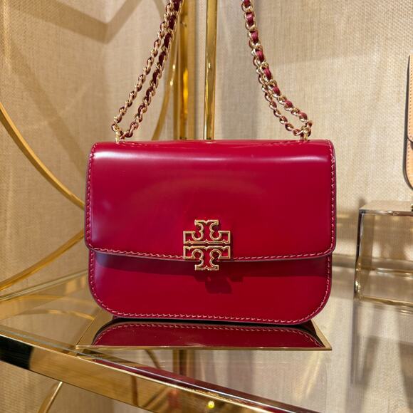 Tory Burch Britten Small Adjustable Shoulder Bag 143936 Bartlett Red $650 - Picture 2 of 7